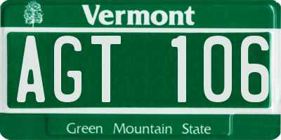 VT license plate AGT106
