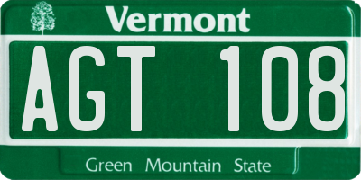 VT license plate AGT108