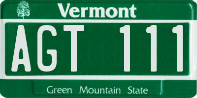 VT license plate AGT111