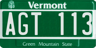 VT license plate AGT113