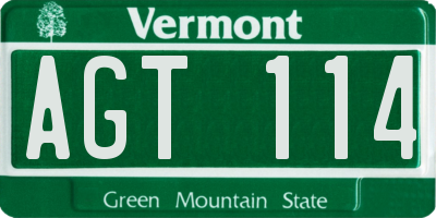 VT license plate AGT114