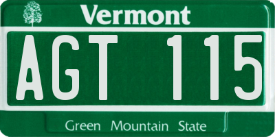VT license plate AGT115
