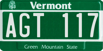 VT license plate AGT117