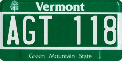 VT license plate AGT118