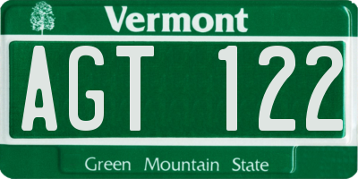 VT license plate AGT122