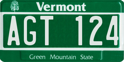 VT license plate AGT124