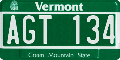 VT license plate AGT134