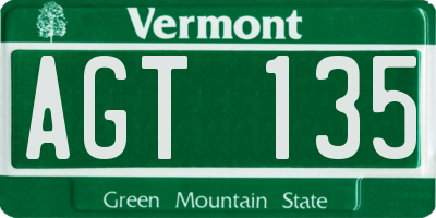 VT license plate AGT135