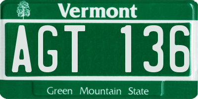 VT license plate AGT136