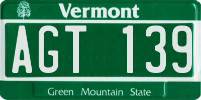 VT license plate AGT139