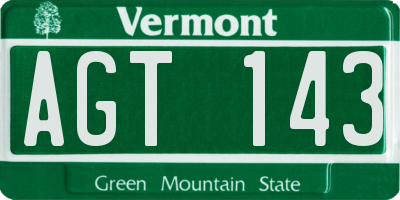 VT license plate AGT143