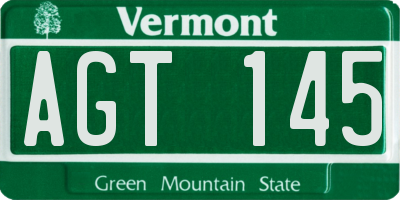 VT license plate AGT145