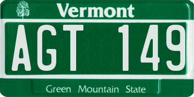 VT license plate AGT149