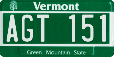 VT license plate AGT151