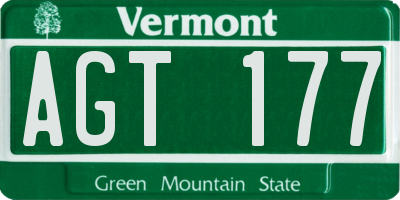 VT license plate AGT177