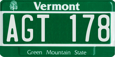VT license plate AGT178