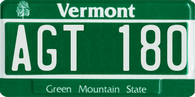 VT license plate AGT180