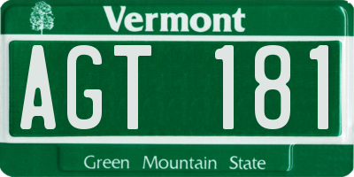 VT license plate AGT181