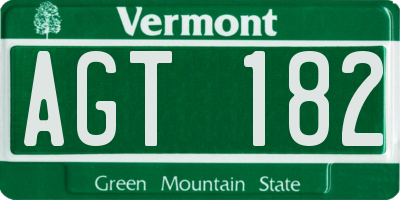 VT license plate AGT182