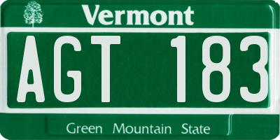 VT license plate AGT183