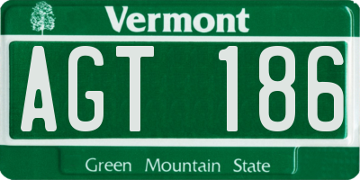 VT license plate AGT186