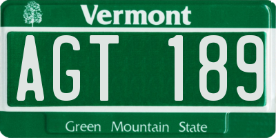 VT license plate AGT189