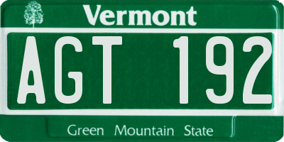 VT license plate AGT192