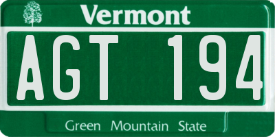 VT license plate AGT194