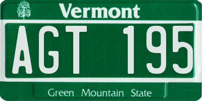 VT license plate AGT195