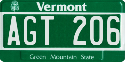VT license plate AGT206