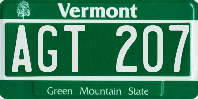 VT license plate AGT207