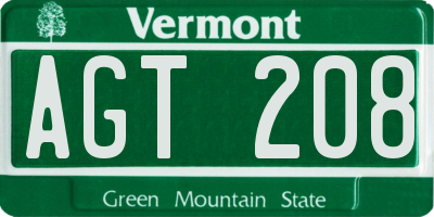 VT license plate AGT208