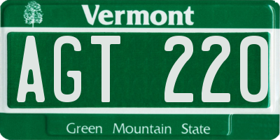 VT license plate AGT220