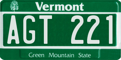 VT license plate AGT221