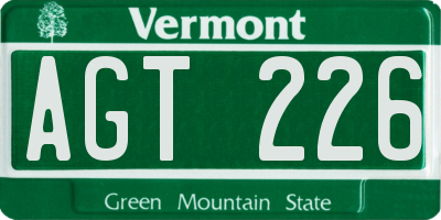 VT license plate AGT226