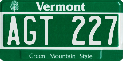VT license plate AGT227