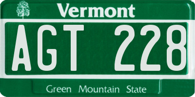 VT license plate AGT228