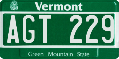 VT license plate AGT229