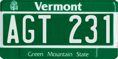VT license plate AGT231