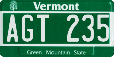 VT license plate AGT235