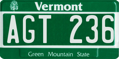 VT license plate AGT236