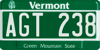 VT license plate AGT238
