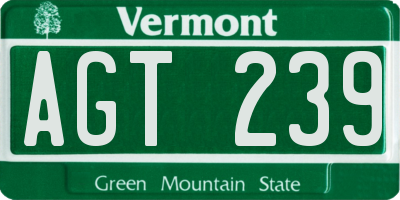 VT license plate AGT239
