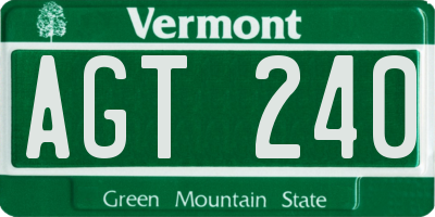 VT license plate AGT240