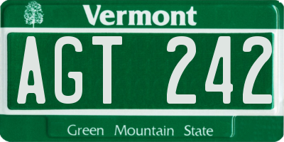 VT license plate AGT242