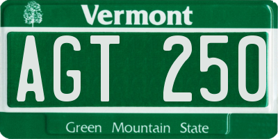VT license plate AGT250