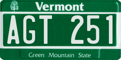 VT license plate AGT251