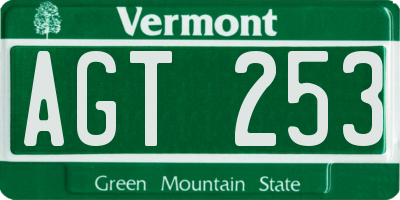 VT license plate AGT253