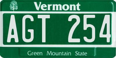 VT license plate AGT254