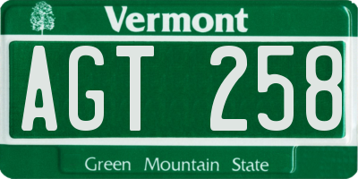 VT license plate AGT258